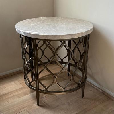 LOT 189D: Steve Silver Co Marble Top Metal Base Table