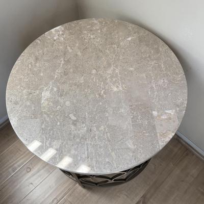 LOT 189D: Steve Silver Co Marble Top Metal Base Table