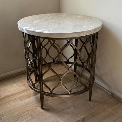 LOT 189D: Steve Silver Co Marble Top Metal Base Table