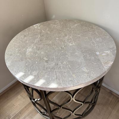 LOT 189D: Steve Silver Co Marble Top Metal Base Table