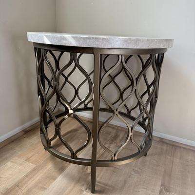 LOT 189D: Steve Silver Co Marble Top Metal Base Table