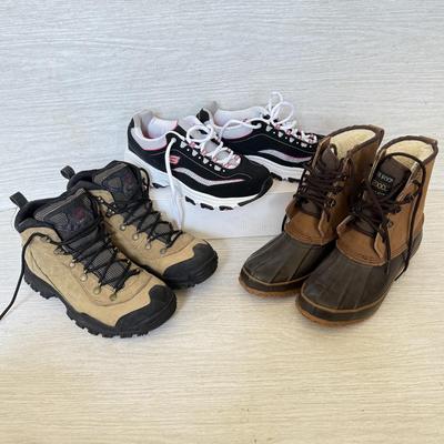 LOT 198D: Ladies' Shoe Collection: Sketchers Air Cooled Memory Foam Sneakers (8), London Fog Iceberg Boots (8) & Kamik Windstorm...