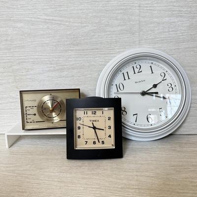 LOT 203D: Collection of Clocks: Westclox, Timex & Airguide Barometer