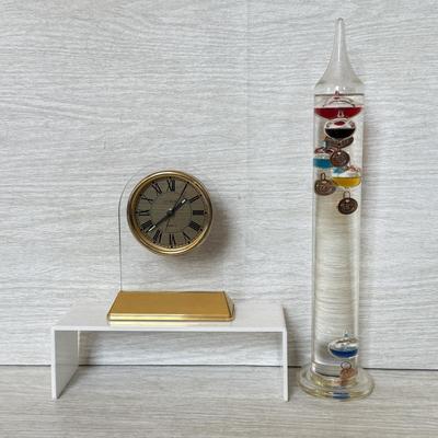 LOT 204D: Galileo Thermometer & Vintage Danbury Clock Company Desk Clock
