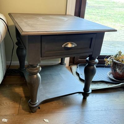 LOT 211F: Armchair w/ Liberty Furniture End Table & Lamp