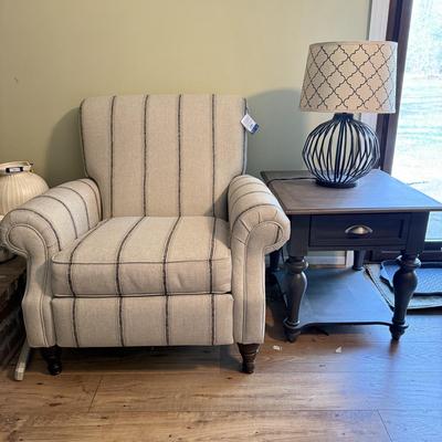 LOT 211F: Armchair w/ Liberty Furniture End Table & Lamp
