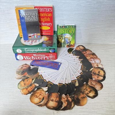 LOT 212D: Presidents Info Cards & Collection of Dictionaries