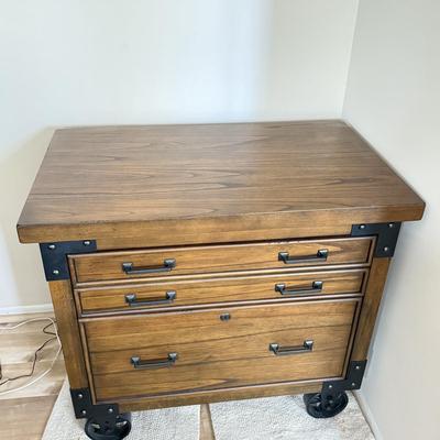LOT 213D: Martin Furniture Lateral File Cabinet w/ Keys & Wheels