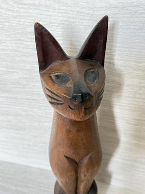 LOT 214D: Cat Lover's Collection: Framed Prints, Wood Sculpture & Soft Doorstops