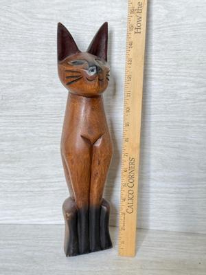 LOT 214D: Cat Lover's Collection: Framed Prints, Wood Sculpture & Soft Doorstops