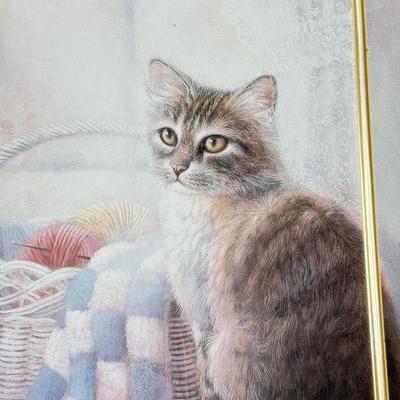 LOT 214D: Cat Lover's Collection: Framed Prints, Wood Sculpture & Soft Doorstops