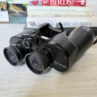 LOT 218D: Bird & Animal Books w/ Bushnell Insta-Focus Sportview Binoculars