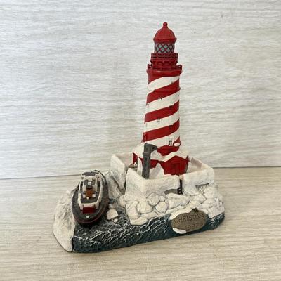 LOT 219D: Harbor Lights Christmas Lighthouses: 1997 White Shoal Light Michigan #704 & 1999 East Quoddy Light Canada #708