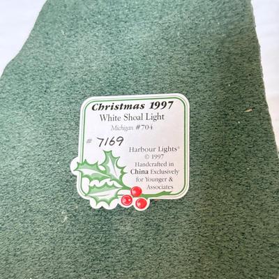 LOT 219D: Harbor Lights Christmas Lighthouses: 1997 White Shoal Light Michigan #704 & 1999 East Quoddy Light Canada #708