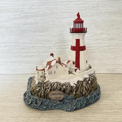 LOT 219D: Harbor Lights Christmas Lighthouses: 1997 White Shoal Light Michigan #704 & 1999 East Quoddy Light Canada #708