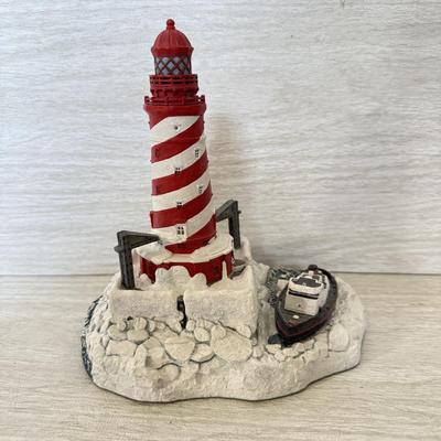 LOT 219D: Harbor Lights Christmas Lighthouses: 1997 White Shoal Light Michigan #704 & 1999 East Quoddy Light Canada #708