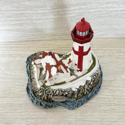 LOT 219D: Harbor Lights Christmas Lighthouses: 1997 White Shoal Light Michigan #704 & 1999 East Quoddy Light Canada #708