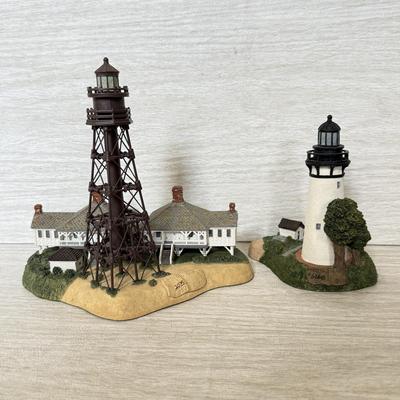LOT 220D: Harbor Lights Lighthouses: Sanibel Island Florida #194 & Society Exclusive Amelia Island Florida #505