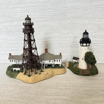 LOT 220D: Harbor Lights Lighthouses: Sanibel Island Florida #194 & Society Exclusive Amelia Island Florida #505