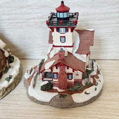 LOT 224D: Harbor Lights Christmas Lighthouses: 2000 Hereford Inlet New Jersey #710, 1995 Big Bay Point #700 & 1996 Colchester Reef #701