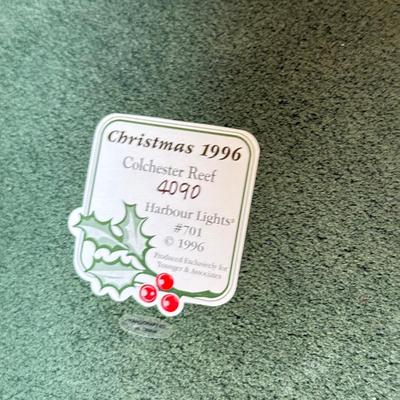 LOT 224D: Harbor Lights Christmas Lighthouses: 2000 Hereford Inlet New Jersey #710, 1995 Big Bay Point #700 & 1996 Colchester Reef #701