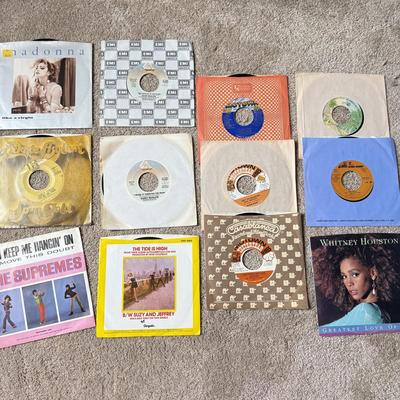 LOT 230K: Collection of Vintage 45s: Madonna, Whitney Houston, Blondie, The Supremes & More