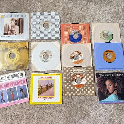 LOT 230K: Collection of Vintage 45s: Madonna, Whitney Houston, Blondie, The Supremes & More