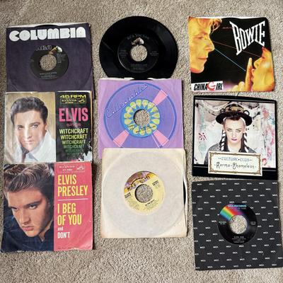LOT 232K: Vintage 45s: Elvis, David Bowie, George Michael & Elton John