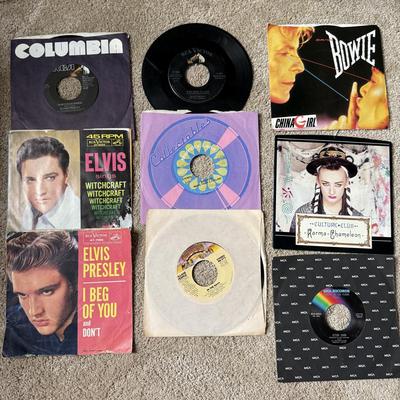 LOT 232K: Vintage 45s: Elvis, David Bowie, George Michael & Elton John