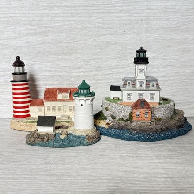 LOT 272D: Harbor Lights Lighthouses: West Quoddy Head Maine #103, Rose Island Rhode Island #616 & 1996 Special Event Exclusive Sunken...