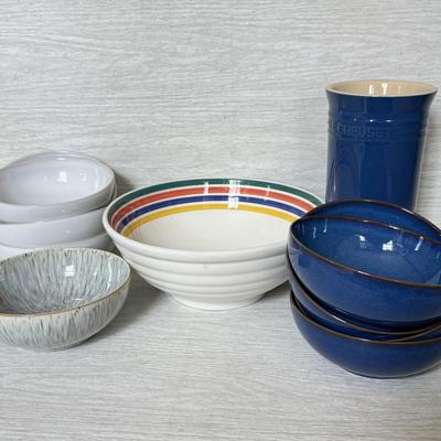 LOT 274K: Le Creuset Utensil Holder & Collection of Bowls: CCC Made in Italy & Denby