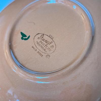 LOT 280: Vintage Stangl Wild Rose Tea Cups & Saucers w/ Sugar Bowl, Creamer & Pitcher