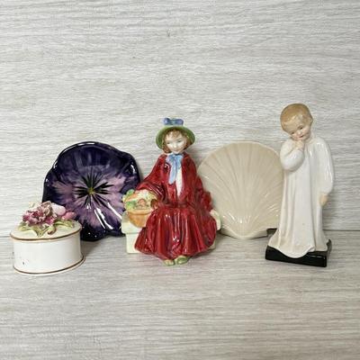 LOT 284K: Vintage China Collection: Royal Doulton "Linda" & "Darling," Crown Floral Trinket Box, Stangl Flower...
