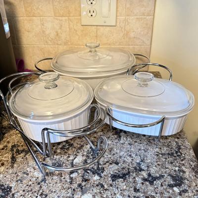 LOT 286K: White Corning Ware Casserole Baking Dishes