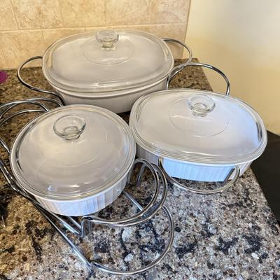 LOT 286K: White Corning Ware Casserole Baking Dishes
