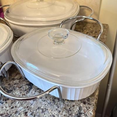 LOT 286K: White Corning Ware Casserole Baking Dishes