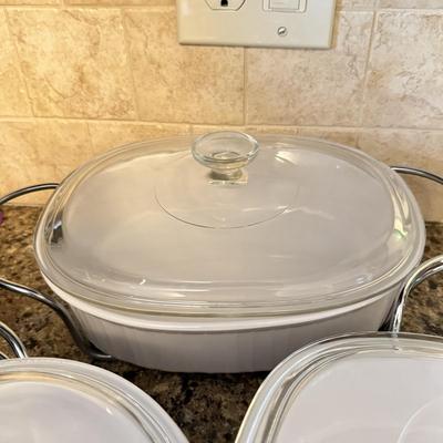 LOT 286K: White Corning Ware Casserole Baking Dishes
