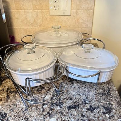 LOT 286K: White Corning Ware Casserole Baking Dishes