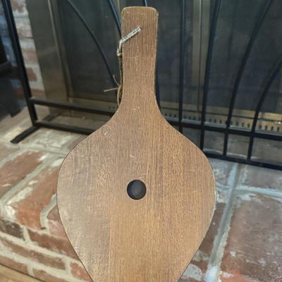 LOT 287F: Fireplace Screen, Tools & Vintage Bellows w/ Ship Motif