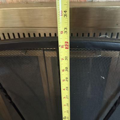 LOT 287F: Fireplace Screen, Tools & Vintage Bellows w/ Ship Motif