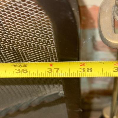 LOT 287F: Fireplace Screen, Tools & Vintage Bellows w/ Ship Motif