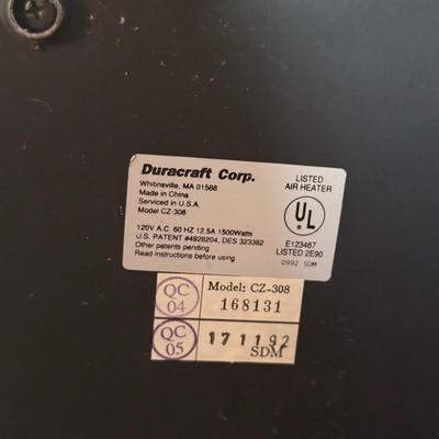 LOT 288F: Duracraft Corp. Air Heater Model CZ-308 & Duraflame Electric Fireplace Model DFS-550-22