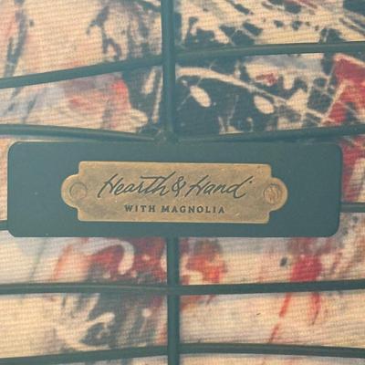 LOT 289F: Rustic Wood Bench w/ Hearth & Hand Baskets and Beautiful Throw Pillows