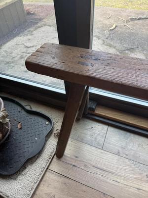 LOT 289F: Rustic Wood Bench w/ Hearth & Hand Baskets and Beautiful Throw Pillows