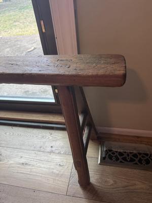 LOT 289F: Rustic Wood Bench w/ Hearth & Hand Baskets and Beautiful Throw Pillows