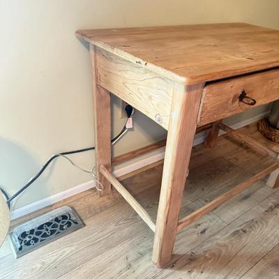 LOT 292F: Rustic Wood Side Table w/ Drawer