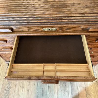 LOT 299F: Vintage Winners Only Rolltop Desk w/ Keys