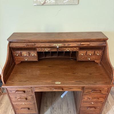 LOT 299F: Vintage Winners Only Rolltop Desk w/ Keys