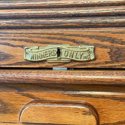 LOT 299F: Vintage Winners Only Rolltop Desk w/ Keys