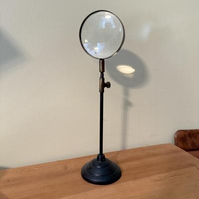 LOT 302F: Brass Vintage Office Lamps & Magnifying Glasses